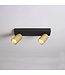 Lighting Collection Industrieller 2-flammiger Deckenstrahler Anna - Schwarz/Gold