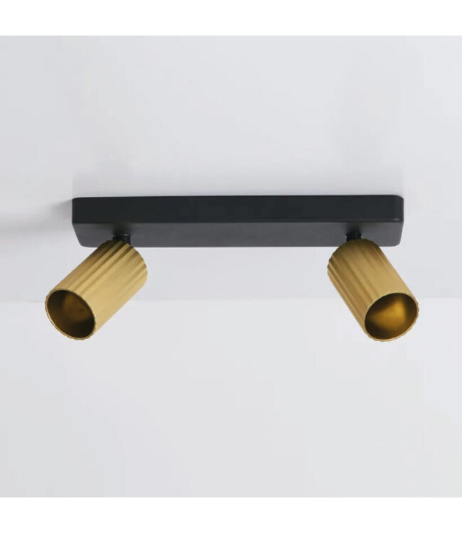 Lighting Collection Industrieller 2-flammiger Deckenstrahler Anna - Schwarz/Gold
