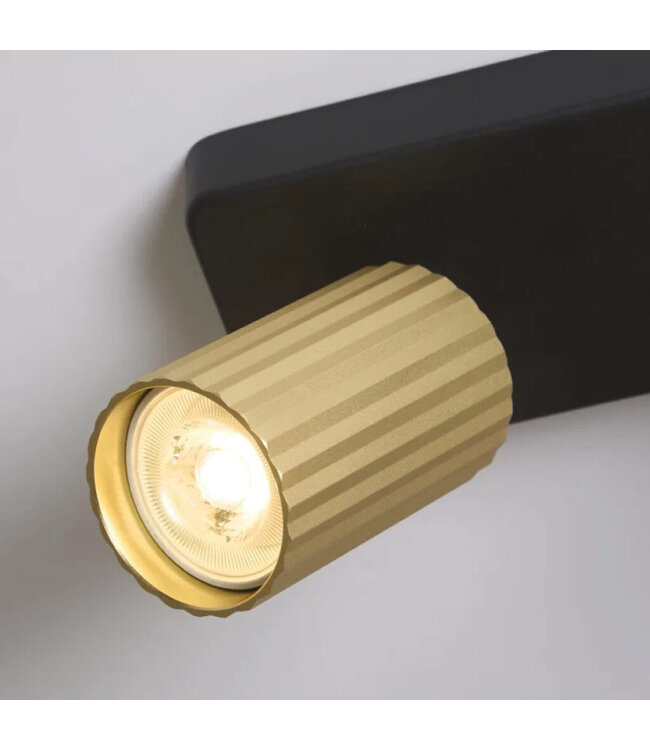 Lighting Collection Industrieller 2-flammiger Deckenstrahler Anna - Schwarz/Gold