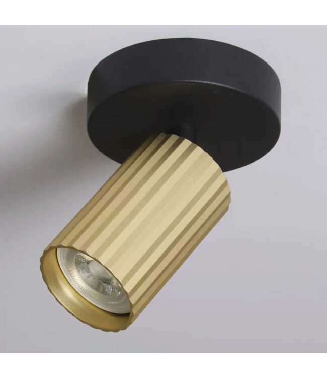 Lighting Collection Industrieller 1-flammiger Deckenstrahler Anna - Schwarz/Gold
