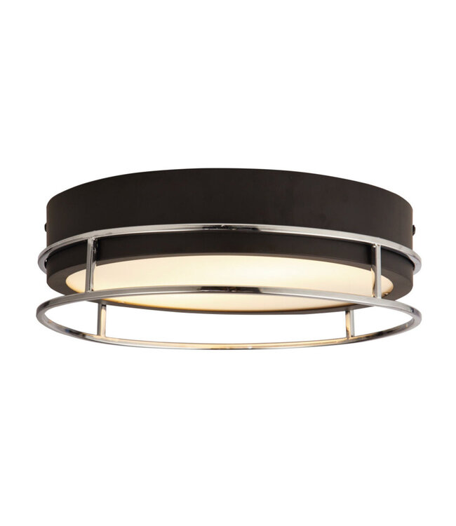 Searchlight Moderne IP44-Deckenleuchte Phoenix Ø30cm - Schwarz/Chrom