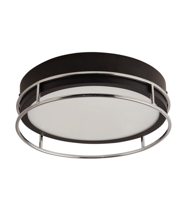 Searchlight Moderne IP44-Deckenleuchte Phoenix Ø30cm - Schwarz/Chrom