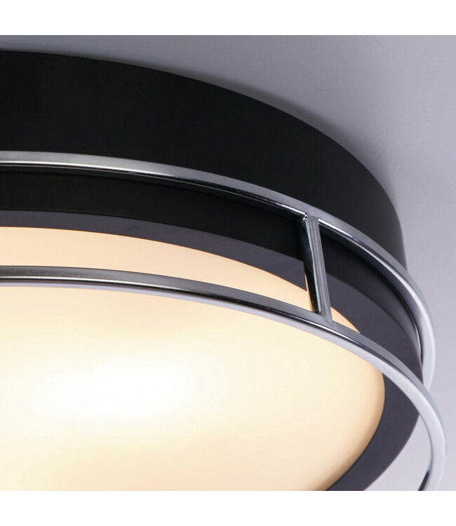 Searchlight Moderne IP44-Deckenleuchte Phoenix Ø40cm - Schwarz/Chrom