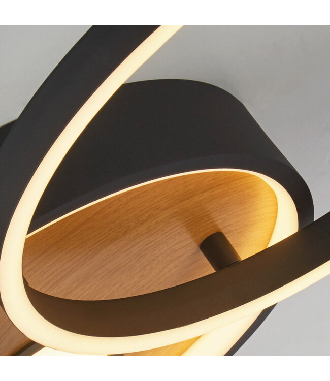 Searchlight Moderne LED-Deckenleuchte Curio - Schwarz/Holz