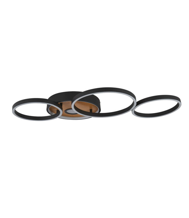 Searchlight Moderne LED-Deckenleuchte Curio - Schwarz/Holz