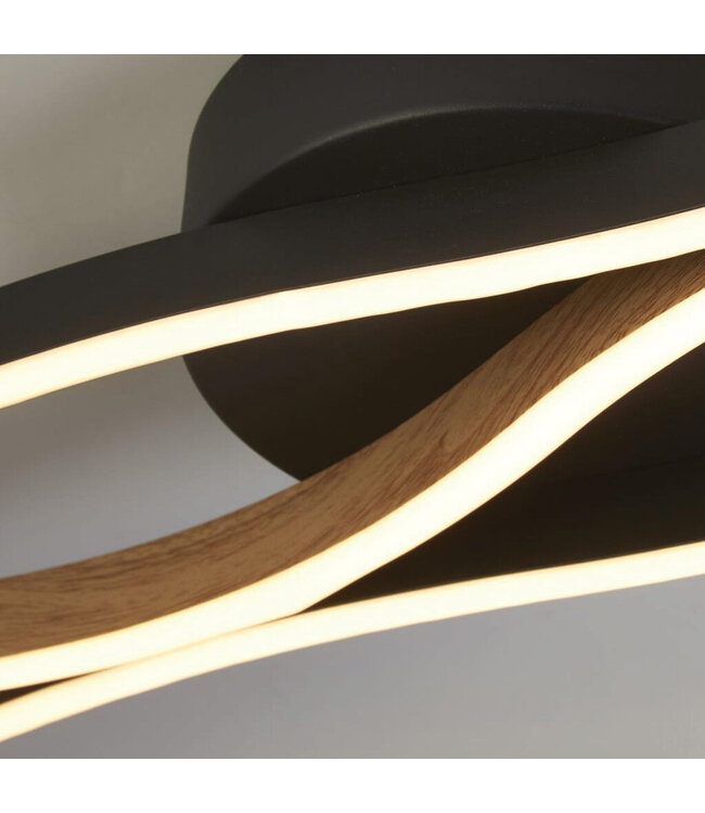 Searchlight Moderne LED-Deckenleuchte Bloom - Schwarz/Holz