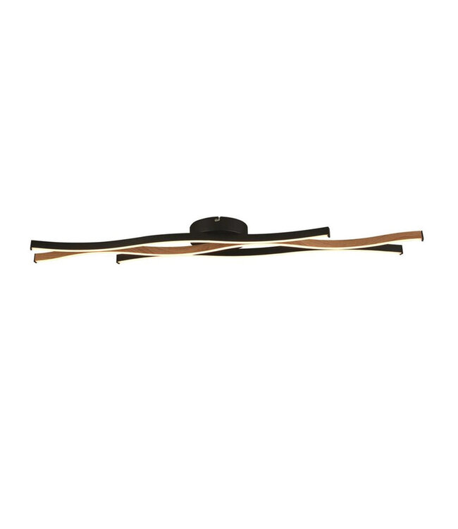 Searchlight Moderne LED-Deckenleuchte Bloom - Schwarz/Holz