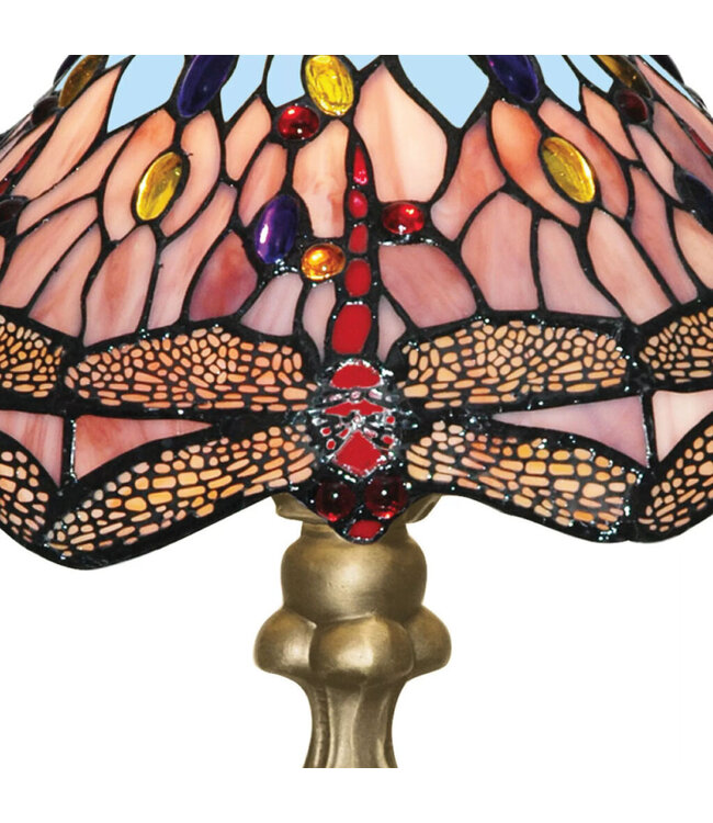 Searchlight Klassische Tiffany-Tischleuchte Dragonfly - Bronze/Tiffanyglas