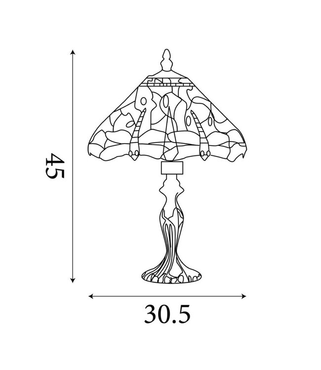Searchlight Klassische Tiffany-Tischleuchte Dragonfly - Bronze/Tiffanyglas