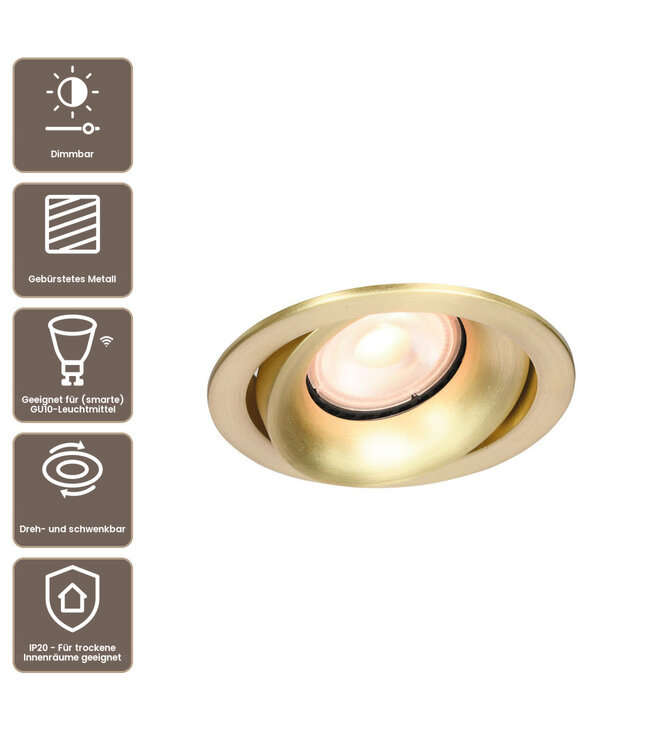Artdelight moderner GU10-Einbaustrahler Alice Rund - Gold
