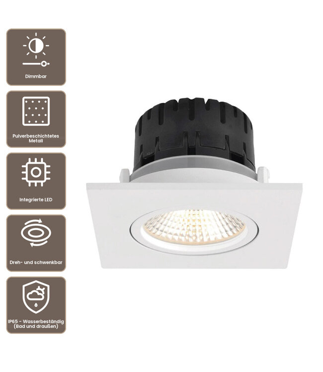 Artdelight quadratischer LED-Einbaustrahler Austin - Weiß