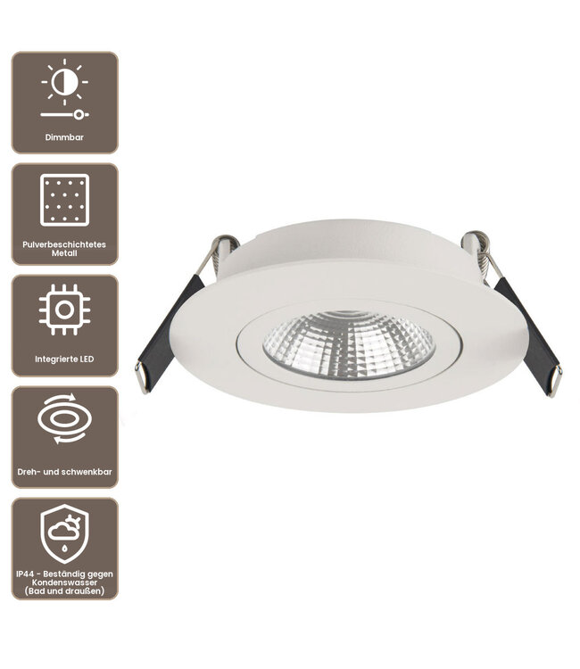Artdelight runder LED-Einbaustrahler Dublin - Weiß