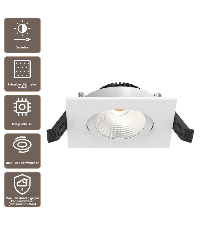 Artdelight quadratischer LED-Einbaustrahler Dublin - Weiß
