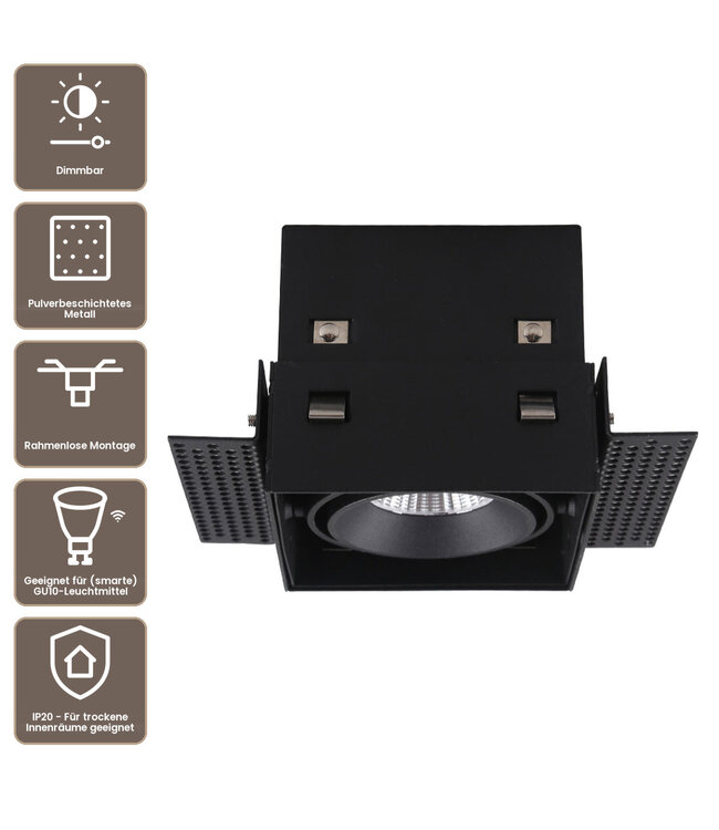 Artdelight rahmenloser GU10-Einbaustrahler Trofa 1L - Schwarz