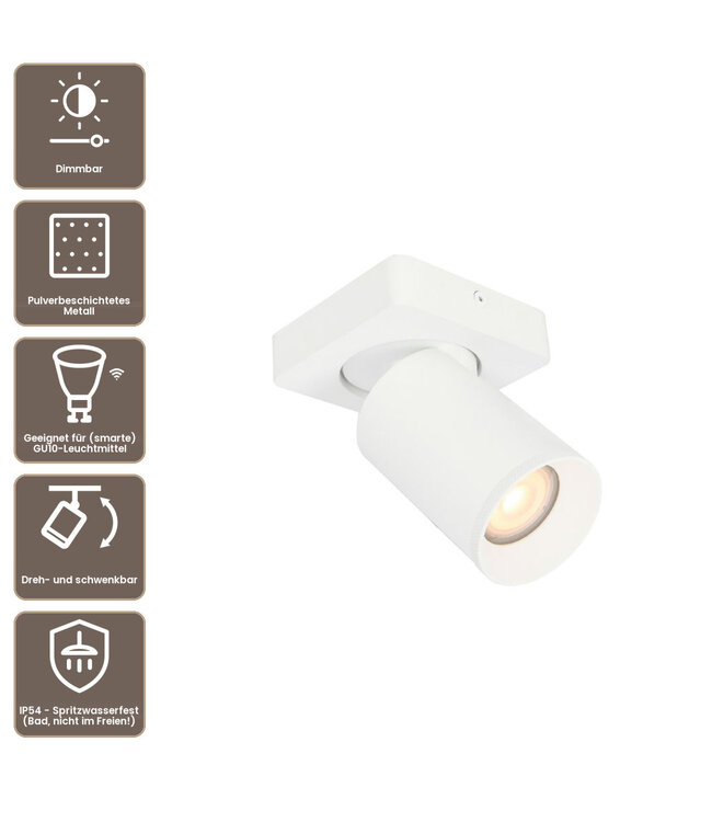 Artdelight IP54-Deckenstrahler Mega 1L - Weiß