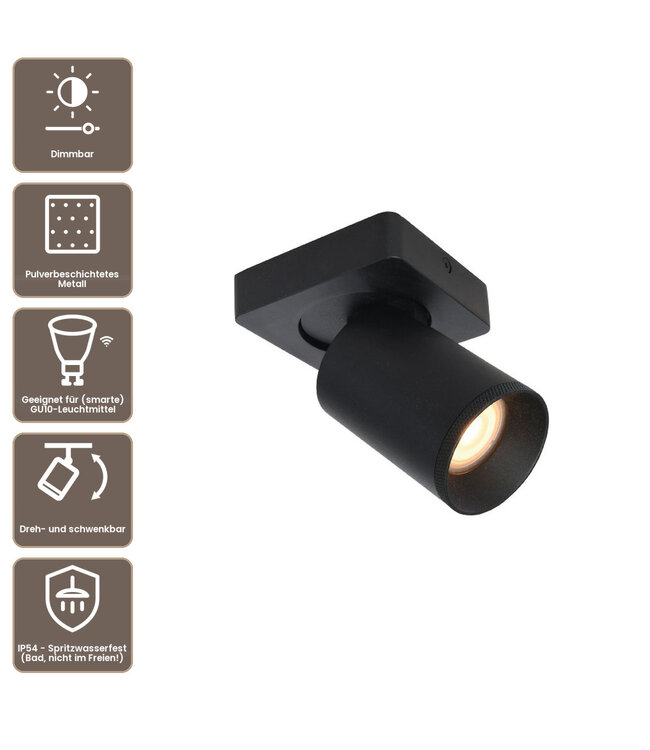 Artdelight IP54-Deckenstrahler Mega 1L - Schwarz