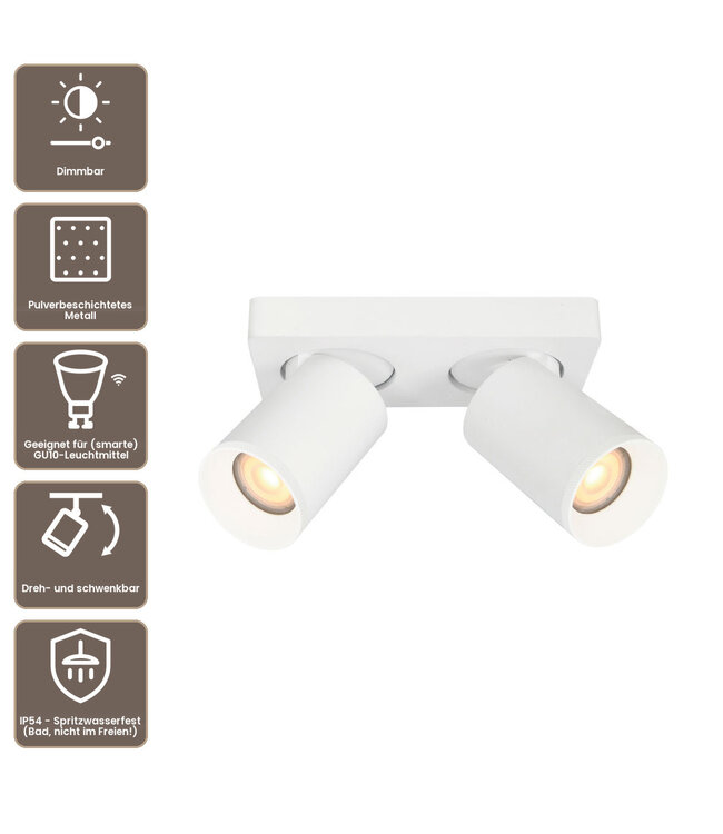 Artdelight IP54-Deckenstrahler Mega 2L - Weiß