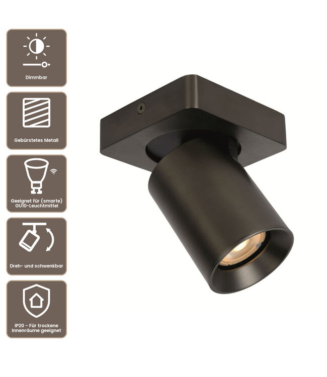 Artdelight Industrieller Deckenstrahler Megano 1L - Gun Metal