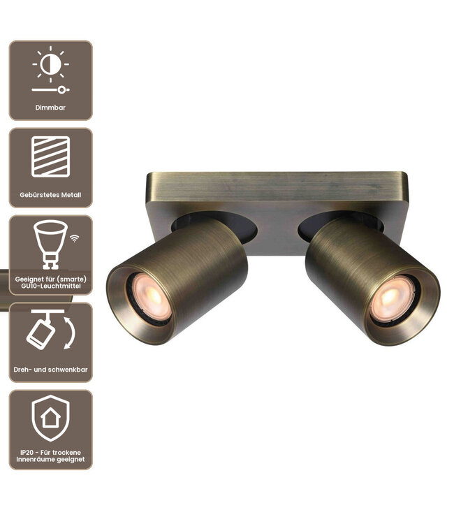 Artdelight Industrieller Deckenstrahler Megano 2L - Antikbronze