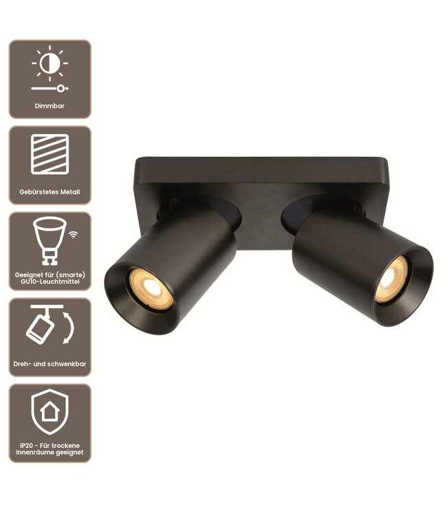 Artdelight Industrieller Deckenstrahler Megano 2L - Gun Metal