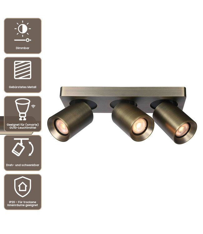 Artdelight Industrieller Deckenstrahler Megano 3L - Antikbronze