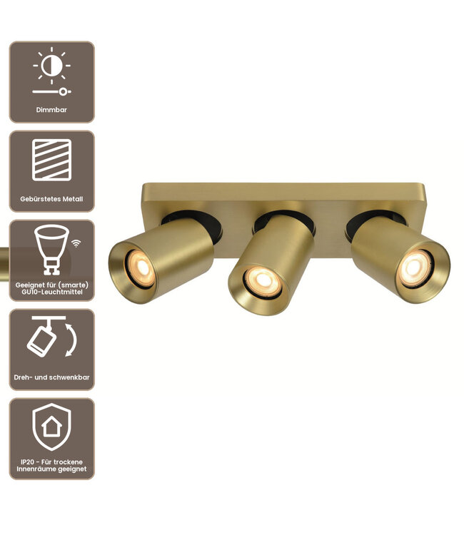 Artdelight Industrieller Deckenstrahler Megano 3L - Gold