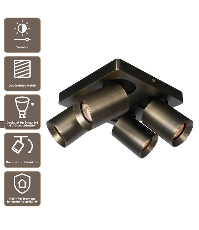Artdelight Industrieller Deckenstrahler Megano 4L - Antikbronze