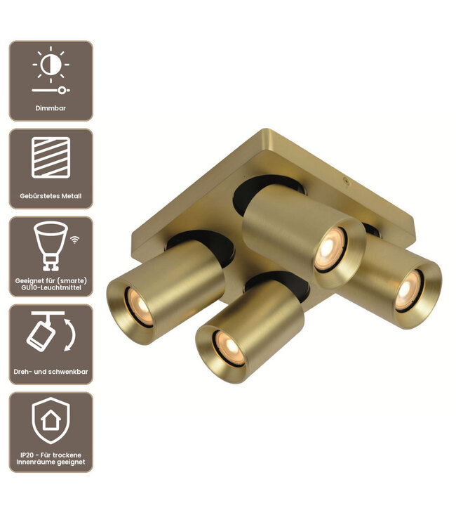 Artdelight Industrieller Deckenstrahler Megano 4L - Gold