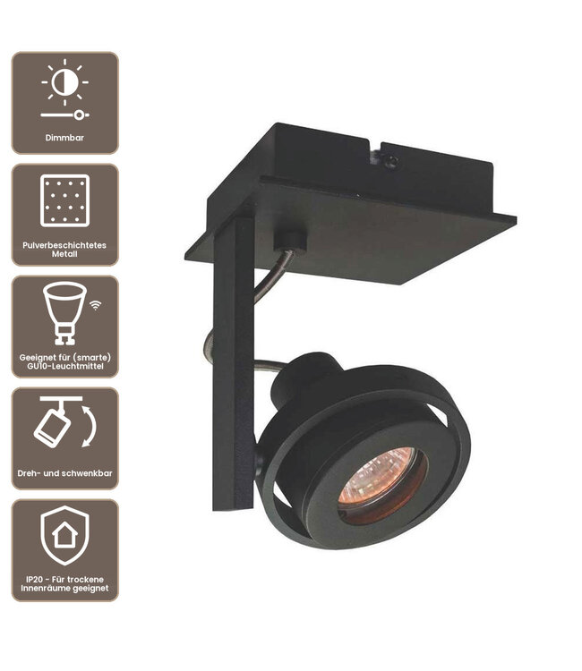 Artdelight Moderner Deckenstrahler Meist 1L - Schwarz