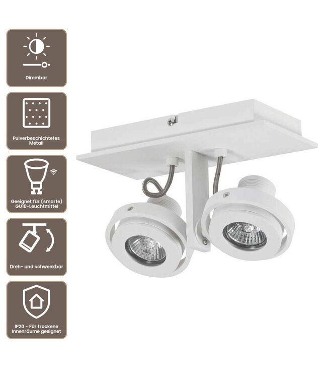 Artdelight Moderner Deckenstrahler Meist 2L - Weiß