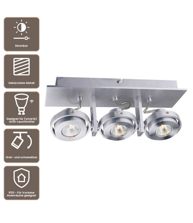 Artdelight Moderner Deckenstrahler Meist 3L - Aluminium