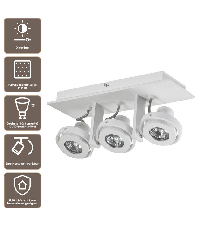 Artdelight Moderner Deckenstrahler Meist 3L - Weiß