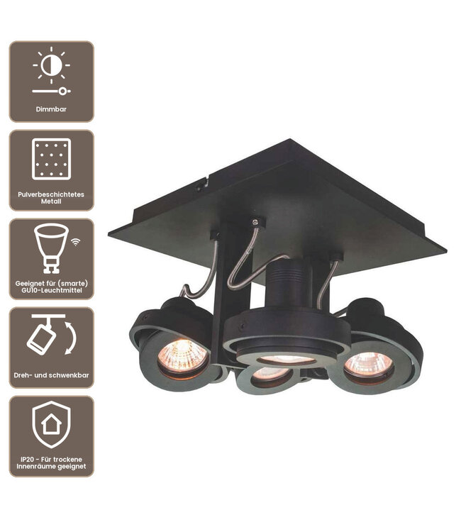 Artdelight Moderner Deckenstrahler Meist 4L - Schwarz