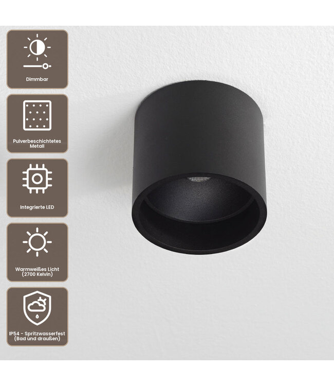 Artdelight Moderne LED-Deckenleuchte Ormond - Schwarz