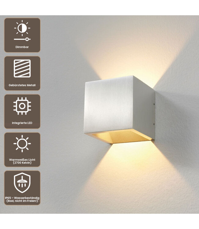 Artdelight Robuste LED Wandleuchte Cube - Aluminium