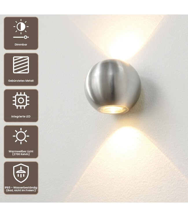 Artdelight Runde LED Wandleuchte Denver - Aluminium