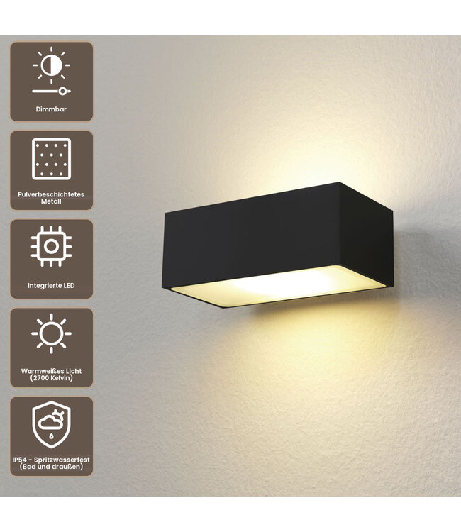 Artdelight Moderne LED-Wandleuchte Eindhoven 100 - Schwarz