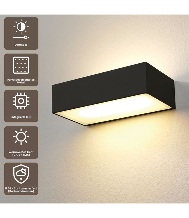 Artdelight Moderne LED-Wandleuchte Eindhoven 150 - Schwarz