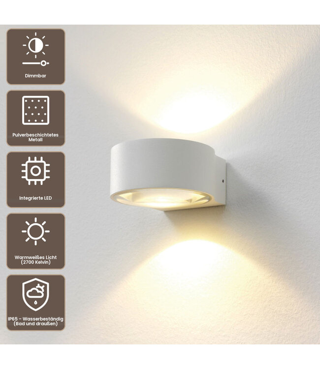 Artdelight Industrielle LED-Wandleuchte Hudson - Weiß