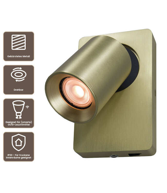 Artdelight Moderner GU10-Wandspot Megano - Gold