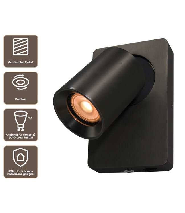 Artdelight Moderner GU10-Wandspot Megano - Gunmetal