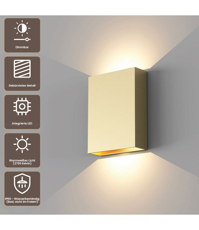 Artdelight Design LED-Wandleuchte Memphis - Gold