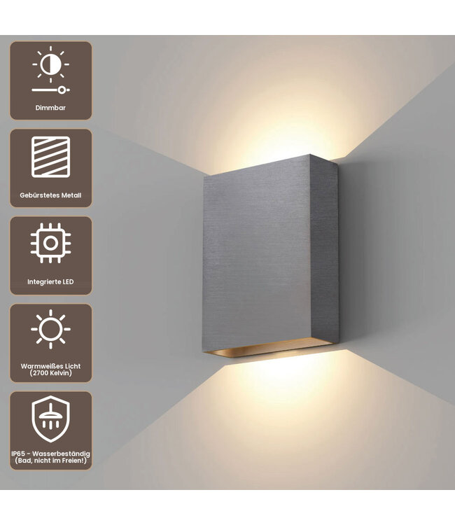 Artdelight Design LED-Wandleuchte Memphis - Stahlgrau