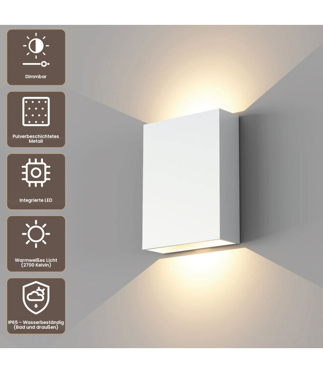 Artdelight Design LED-Wandleuchte Memphis - Weiß