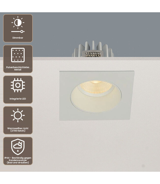 Artdelight quadratischer LED-Einbaustrahler Venice DL 2708 - Weiß