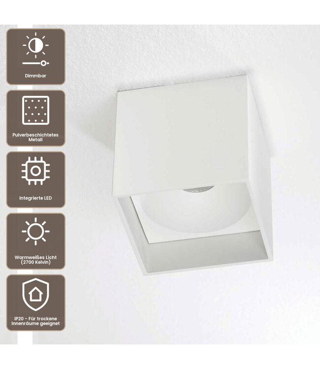 Artdelight Industrielle LED-Deckenleuchte Brock - Weiß
