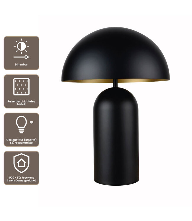 Artdelight Design-Tischleuchte Best 35 - Schwarz/Gold
