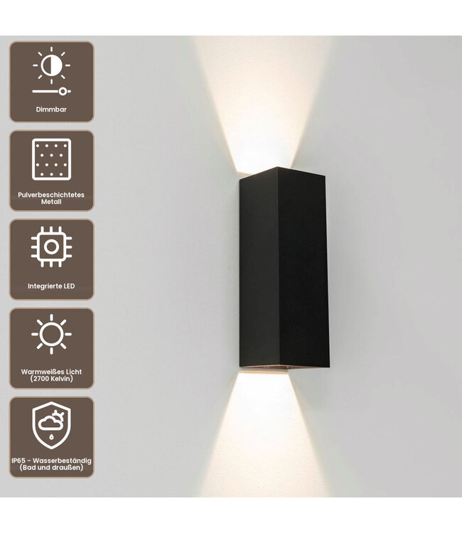 Artdelight Moderne LED-Wandleuchte Vegas 250 - Schwarz