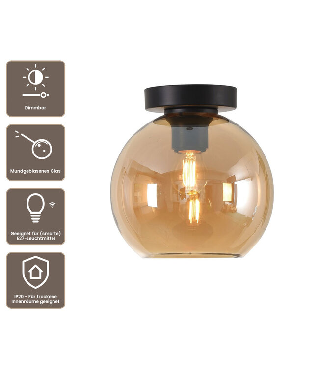 Artdelight Glas-Deckenleuchte Marino 20 cm - Bernstein