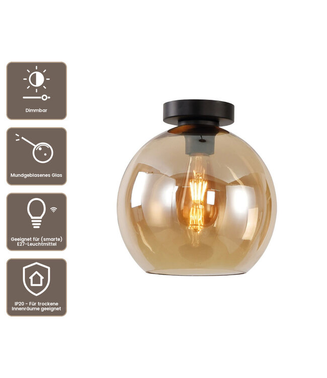 Artdelight Glas-Deckenleuchte Marino 25 cm - Bernstein